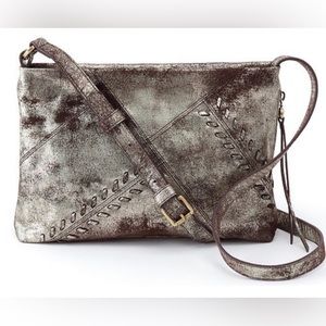 Prairie HOBO leather heavy metal metallic purse adjustable strap crossbody